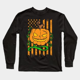 Pumpkin US Flag Long Sleeve T-Shirt